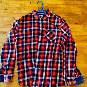Red and Blue Flag and Anthem Flannel Shirt